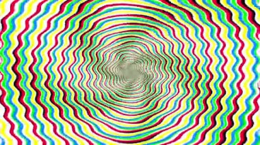 Beyaz arkaplanda izole edilmiş 80 'ler tarzında psikedelik daire dalga döngüsü animasyonu