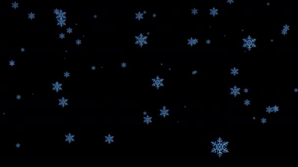 Blå Snöflinga Regn Animation Snö Mikroskopisk För Jul Animerade Chroma — Stockvideo