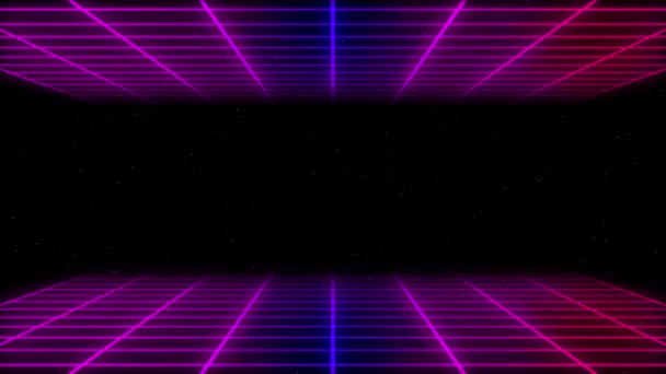 Psykedeliska Looping Rutnät Linjer Animation Vintage Retro Talet Neon Stil — Stockvideo