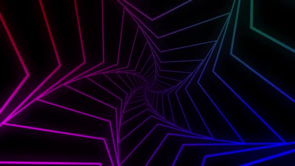 Psychedelic Colorful Tunnel Infinity Loop Optical Illusion Animation Black Background — Stock Video