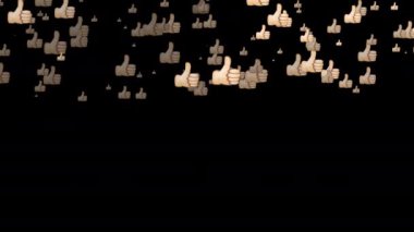 Sağanak yağmur animasyonuna başparmak işareti. Alpha kanalı şeffaf arkaplanda canlandırma için sosyal medya emojisi