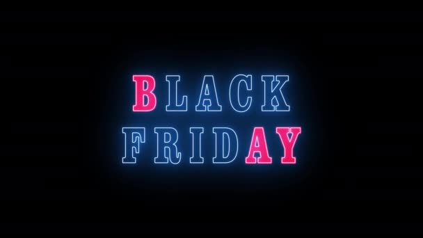 Black Friday Animação Neon Text Big Sale Flicker Piscando Tipografia — Vídeo de Stock