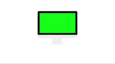 beyaz arkaplanda yeşil ekranlı animasyon dizüstü modeli