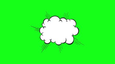 Boş konuşma balonu sohbet metni animasyonu yeşil ekran arka planında izole edildi. 4K döngü canlandırma vektörü 4