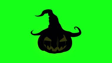 Siyah vektör Jack o fener, içinde yeşil ekranda yanıp sönen ışık var. Cadılar Bayramı, korkunç, ürkütücü, kurgu için korku öğesi