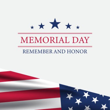 Amerikan Bayrak İllüstrasyonlu Anma Günü Tasarımı. Vektör İllüstrasyonu.