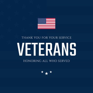 USA Flag Illustration ile Gaziler Günü tebrik kartı. Vektör İllüstrasyonu.