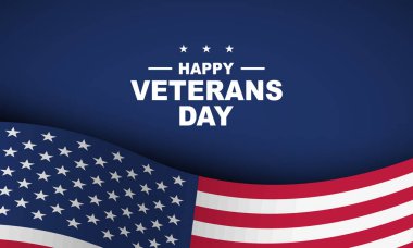 ABD bayraklı Gaziler Günü Şablon Tasarımı. Tebrik kartı, poster, banner. Vektör İllüstrasyonu.