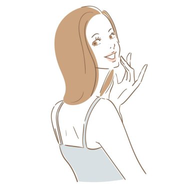 Güzel, orta saçlı bir kadın.