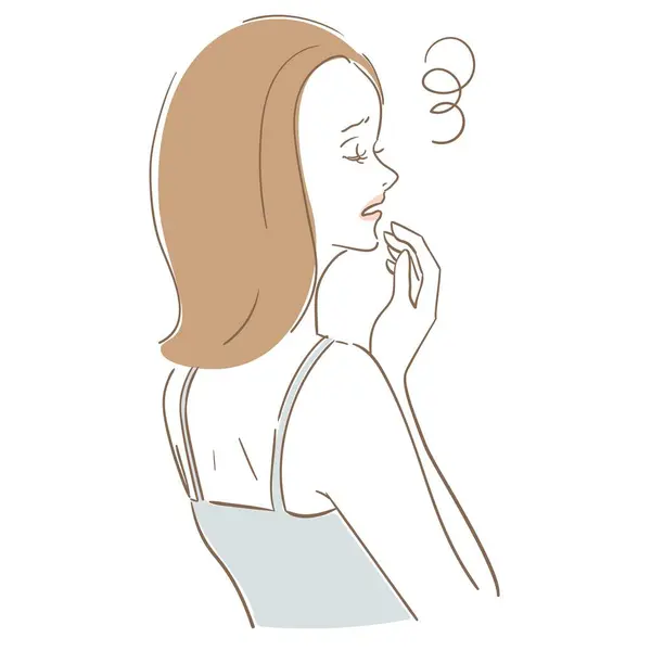 Une Femme Aux Cheveux Moyens Qui Souffre Problèmes Peau — Image vectorielle