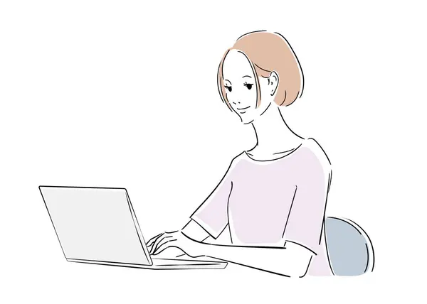 Ulike Ansiktsuttrykk Kvinnelig Kontorarbeider Som Jobber Datamaskin – stockvektor