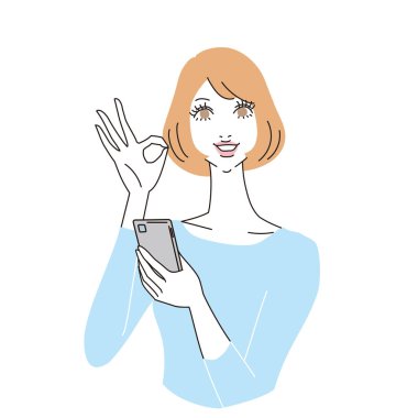 Akıllı telefon tutan, değişik ifadeleri olan şık bir kadın vücudu.