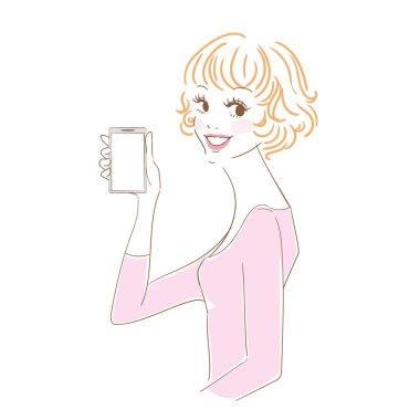 Akıllı telefon tutan, değişik ifadeleri olan şık bir kadın vücudu.