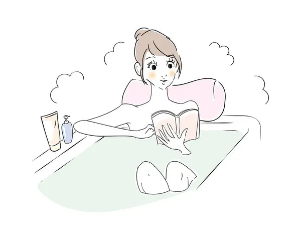 Eine Frau Entspannt Sich Der Badewanne — Stockvektor