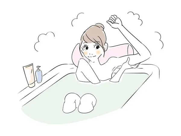 Une Femme Relaxant Dans Bain — Image vectorielle