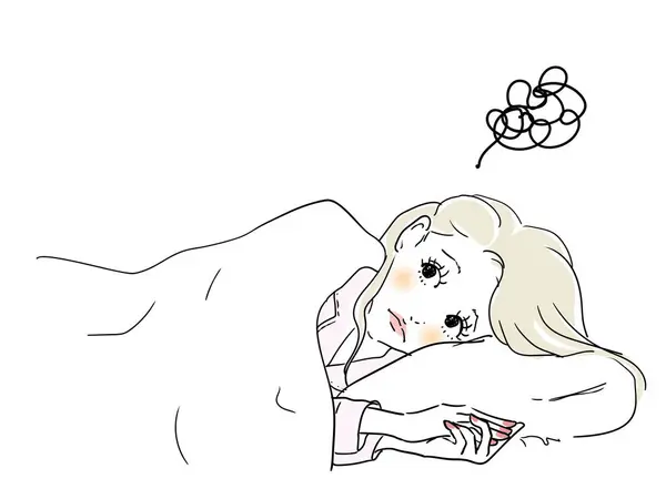 躺在床上的可爱女人 — 图库矢量图片