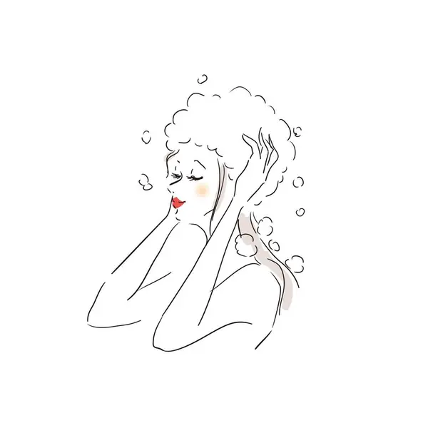 Иллюстрация Вариации Женщины Заботящейся Своих Волосах — стоковый вектор
