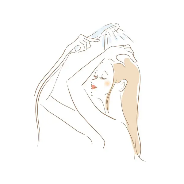 Saçlarıyla Ilgilenen Bir Kadının Görüntüsü — Stok Vektör