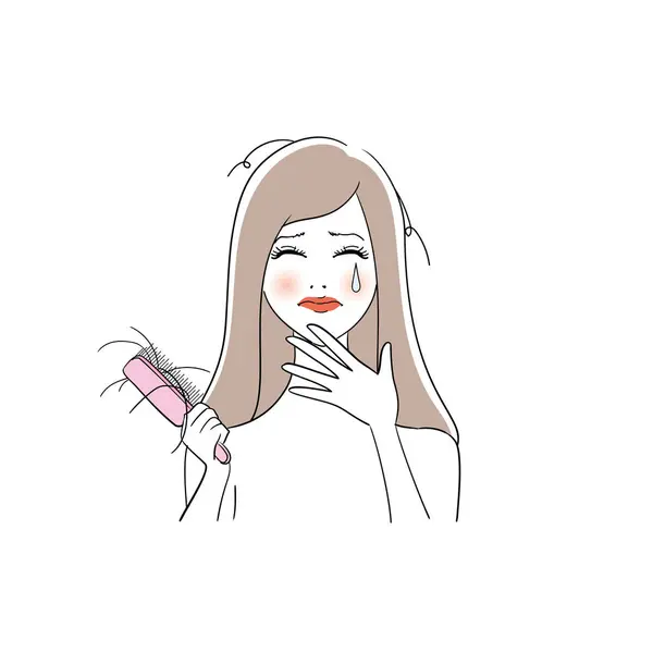 Иллюстрация Вариации Женщины Заботящейся Своих Волосах — стоковый вектор