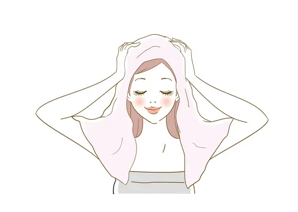 Ilustrace Variace Ženy Pečující Její Vlasy — Stockový vektor