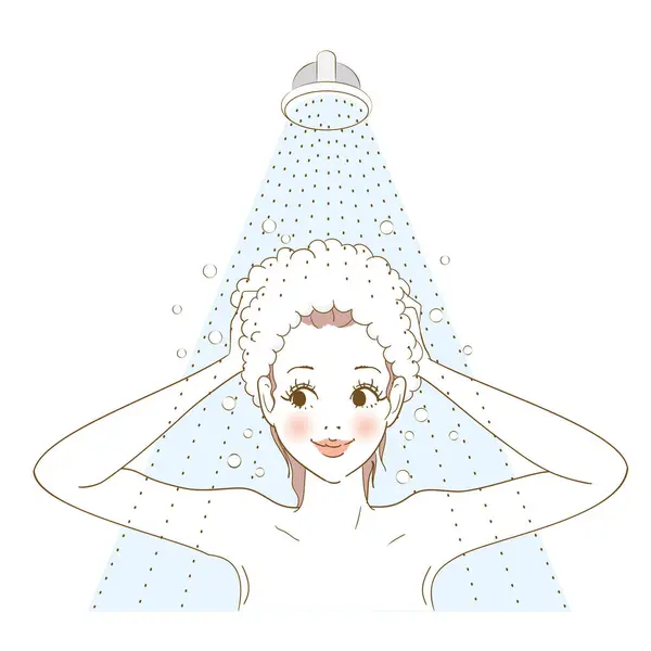 护理头发的妇女的排便变化 — 图库矢量图片