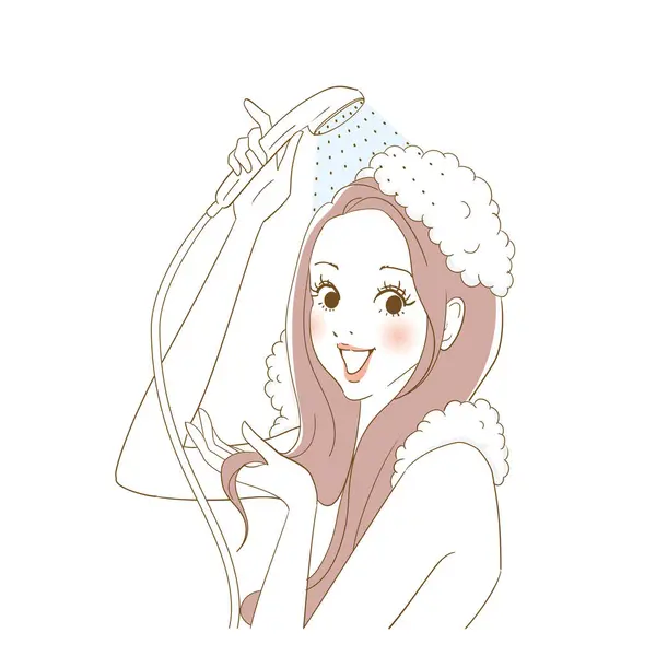 Llustration Variation Woman Taking Care Her Hair — Stock Vector