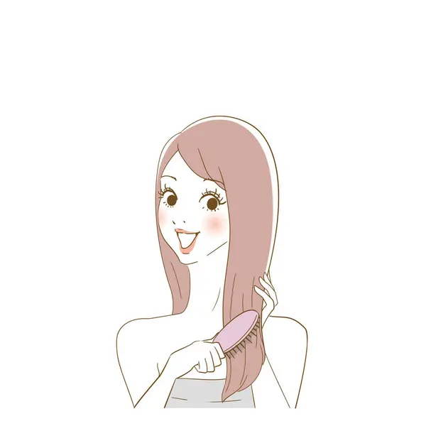 Llustration Variation Une Femme Prenant Soin Ses Cheveux — Image vectorielle