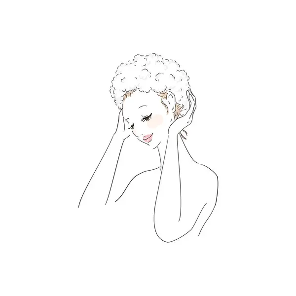 Вариация Распущенности Женщины Ухаживающей Своими Волосами — стоковый вектор