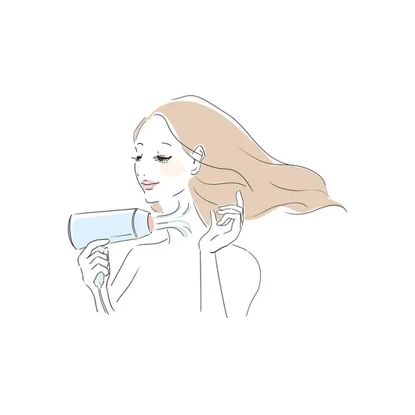 Llustration Variation Einer Frau Die Sich Ihre Haare Kümmert — Stockvektor