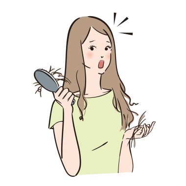 Uzun saçlı güzel bir kadın saç problemlerinden muzdarip.