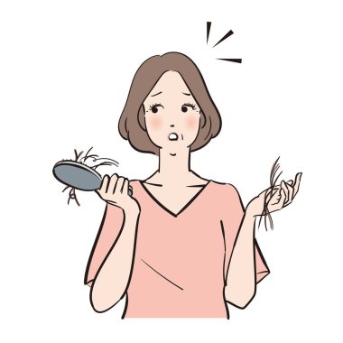 Orta saçlı yetişkin bir kadın saç sorunundan muzdarip.