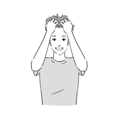 Kafa derisine dikkatlice masaj yapan bir adam.