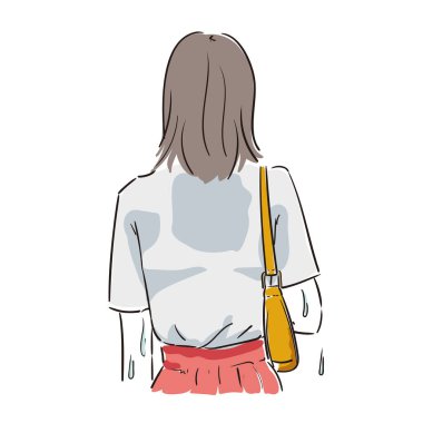 Çok terleyen genç bir kadın.