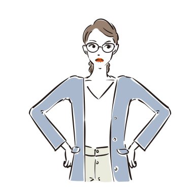 Kızgın gözlüklü havalı bir iş kadını.