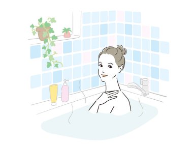 Güzel bir kadın güzel bir banyo yapıyor.