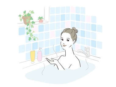 Güzel bir kadın güzel bir banyo yapıyor.