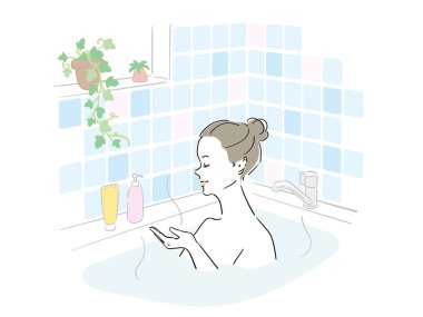 Güzel bir kadın güzel bir banyo yapıyor.