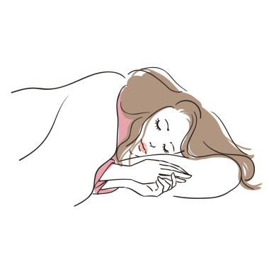 Uzun saçlı bir kadın huzur içinde uyuyor.