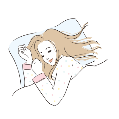 Uzun saçlı bir kadın huzur içinde uyuyor.