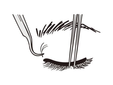 Kirpik uzatma takma kirpikler tedavi görüntüsü çizimi