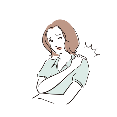 Sağlığı kötü ve omuzları kaskatı olan genç bir kadın.