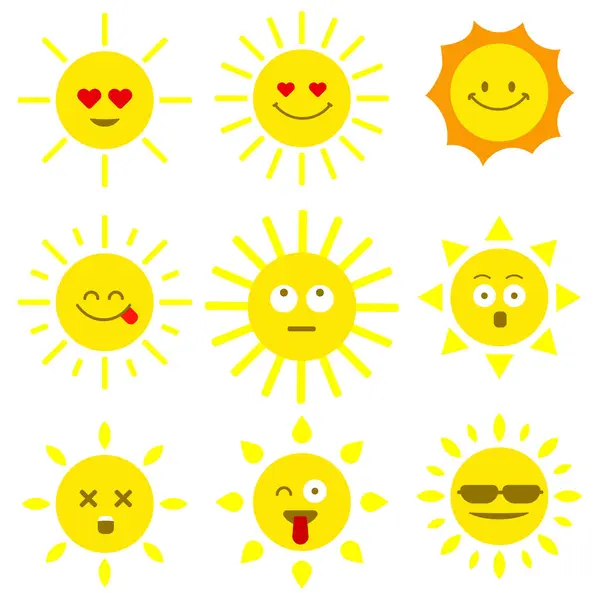 地球照明用可爱的太阳吉祥物向量集 — 图库矢量图片#