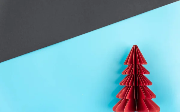 Fundo Natal Com Árvore Papel Origami Fundo Papel Flat Lay — Fotografia de Stock