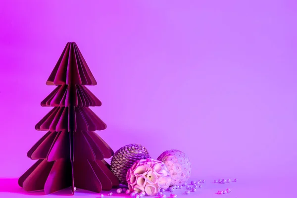Navidad Creativa Minimalista Composición Arte Año Nuevo Abeto Papel Con — Foto de Stock