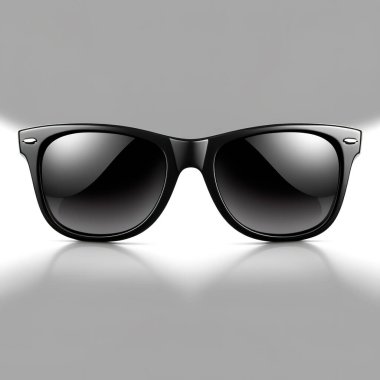 Black sunglasses on a gray background isolated.