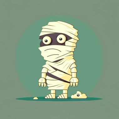 Funny mummy wrapped in a bandage, halloween holiday concept.