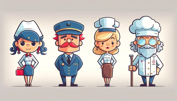 Illustration Theme Different Professions People Working Uniforms — Fotografia de Stock