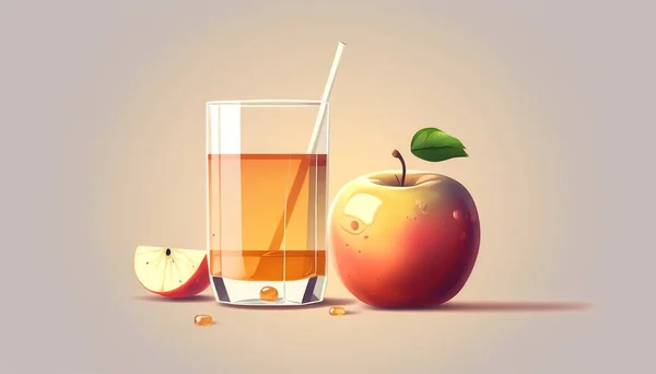 Een Glas Appelsap Nectar Een Appel Een Gezonde Drank — Stockfoto
