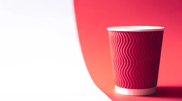 Disposable Paper Cup Trendy Color Viva Magenta Copy Space — Foto Stock