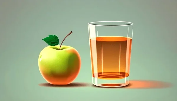 Ein Glas Apfelsaft Oder Nektar Und Ein Apfel Ein Gesundes — Stockfoto